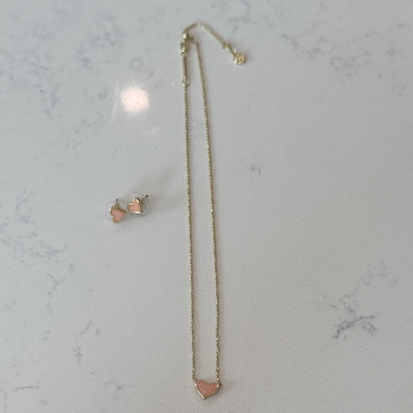 Ari Heart Gold Pendant Necklace & Earring Set in - Picture 1 of 2